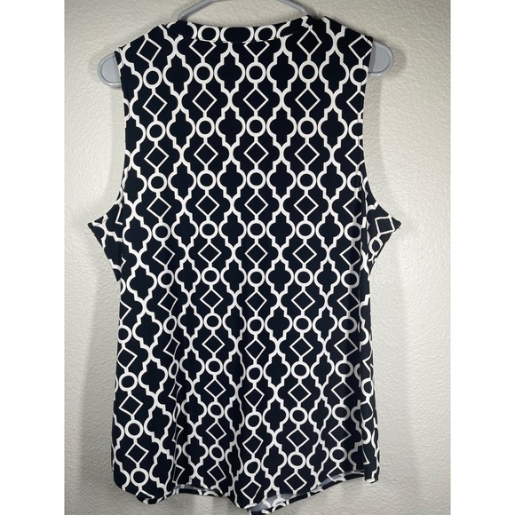 INC International Concepts Black White Geometric Print Sleeveless Top XL - Picture 5 of 7